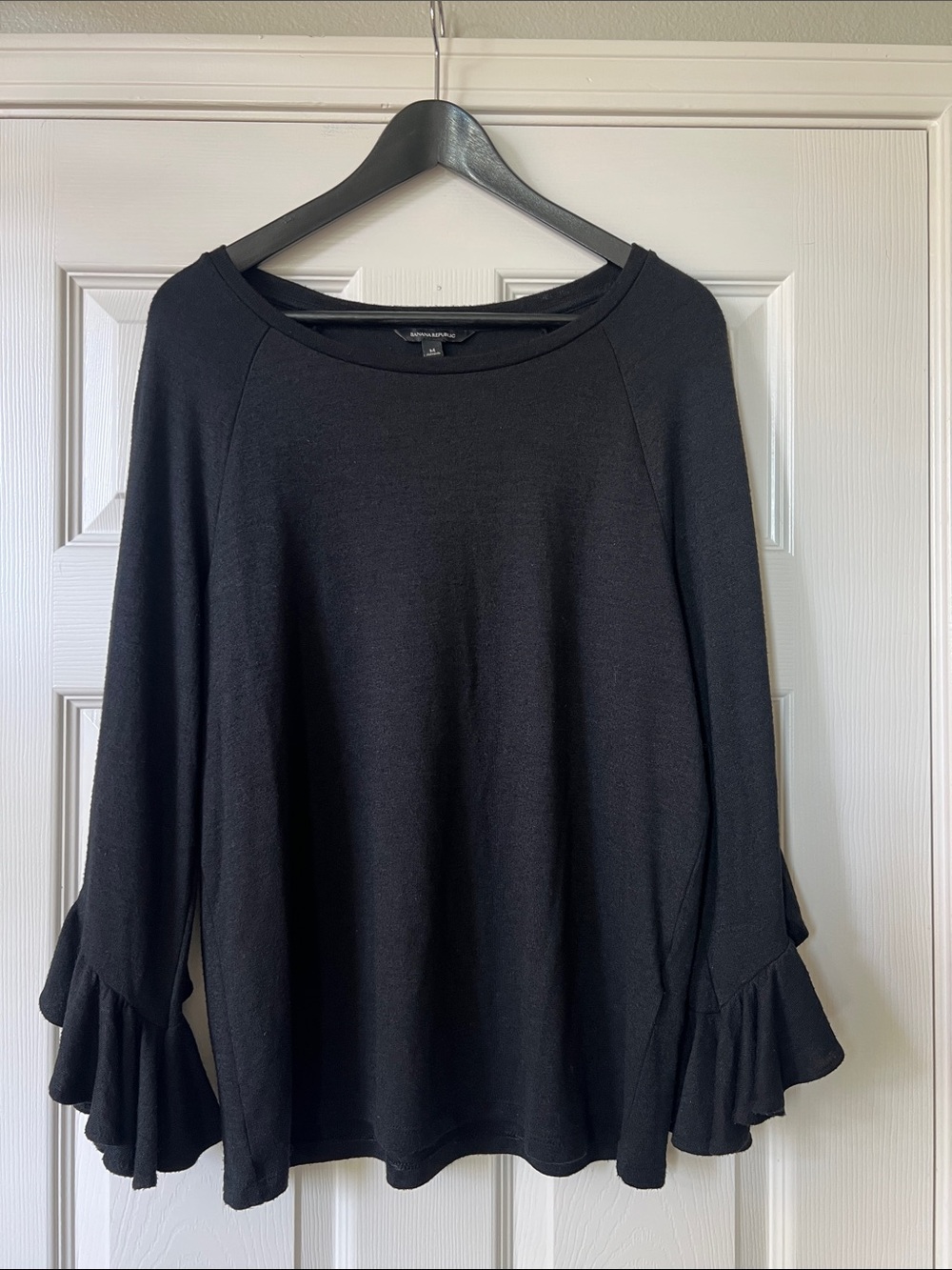 Banana Republic Black Long Sleeve Top with Ruffle Sleeves